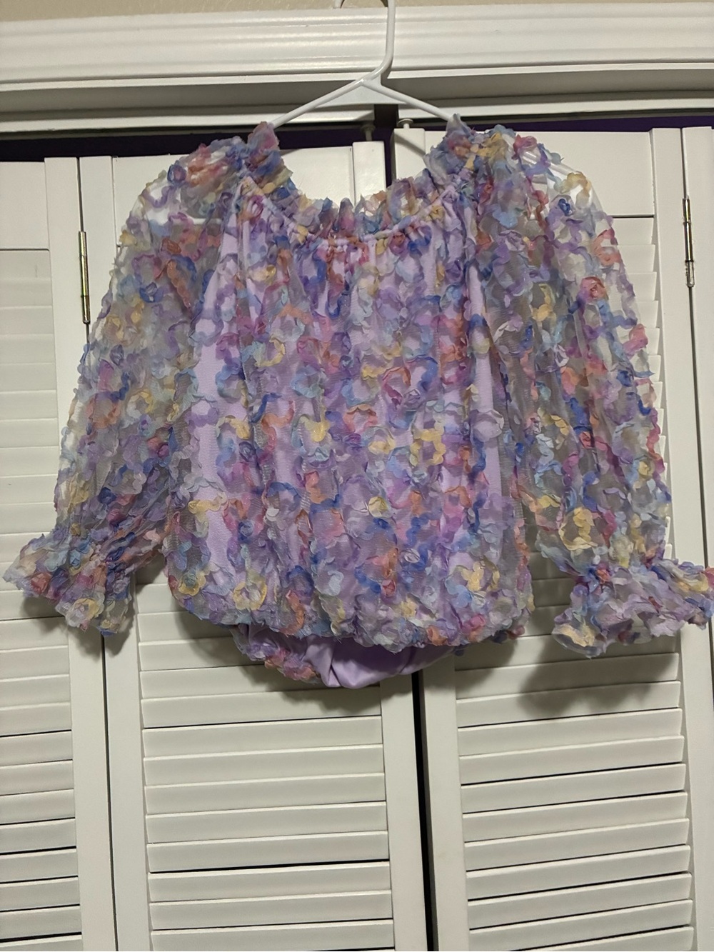 Flying Tomato Lavender Multicolor Floral Textured Off-Shoulder Blouse